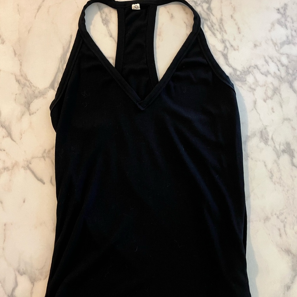 Black Sleeveless V-Neck Top